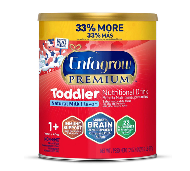 ENFAGROW PREMIUM TODDLER NATURAL MILK FLAVOR 1+ YEARS 32oz 907g