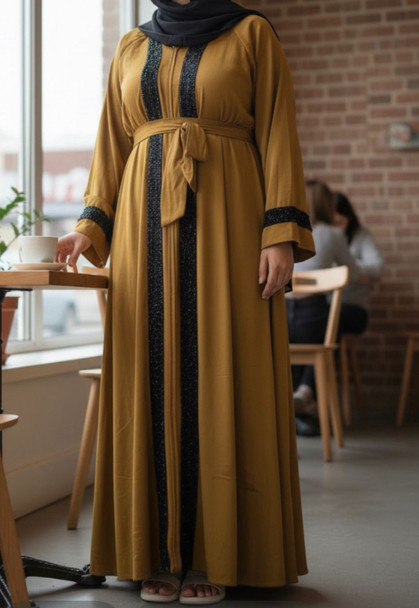 Gown Abaya Black Bead Assorted