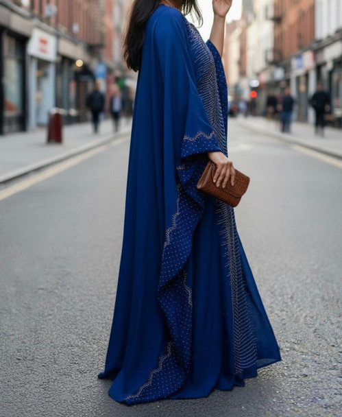 Gown Abaya Navy Embellished Butterfly