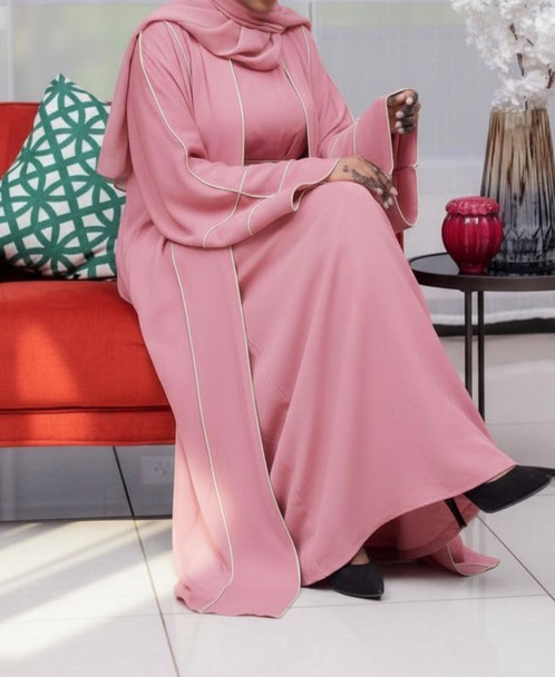 Gown Abaya 3pc Set Pink