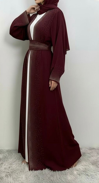 Gown / Abaya Embellished Burgandy