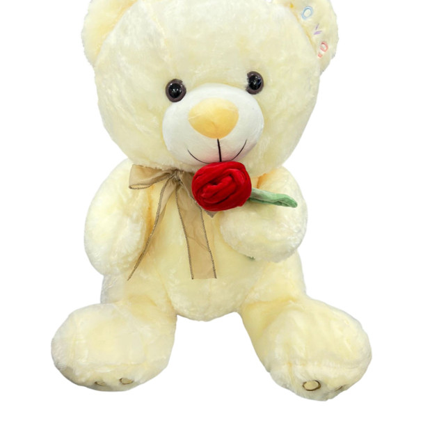 PLUSH TEDDY BEAR WITH LOVE AND ROSE EARS