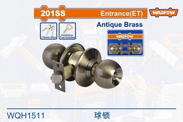 LOCK WADFOW ENTRY KNOB ANTIQUE BRASS WQH1511