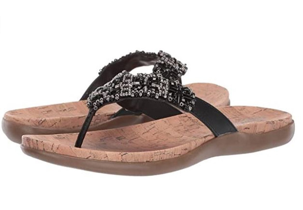 Footwear Kenneth Cole REACTION Women's Glam-athon Thong Sandal Black Smooth