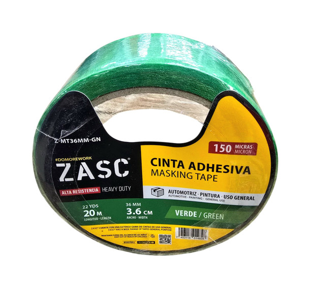 TAPE MASKING GREEN 1 1/2" X 20M ZASC Z-MT36MM-GN