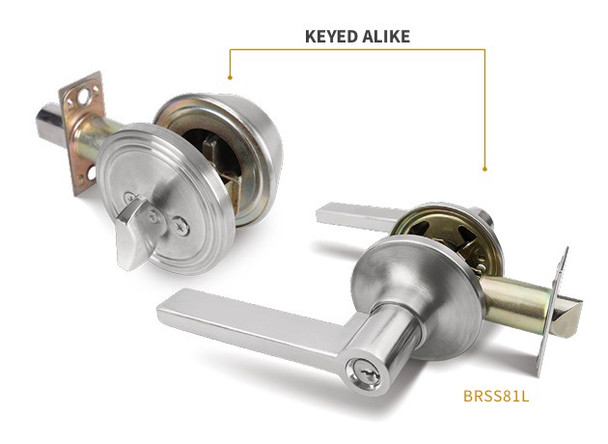 LOCK BROWN USA COMBO SET LEVER & DEADBOLT #BRSS81L BROWN USA