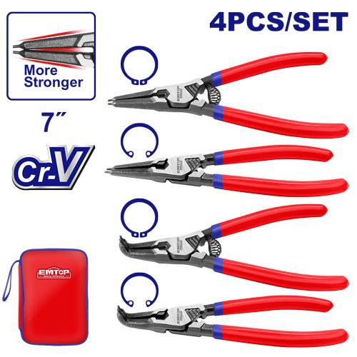PLIERS SET EMTOP 4PCS CIRCLIP EPLSC7411
