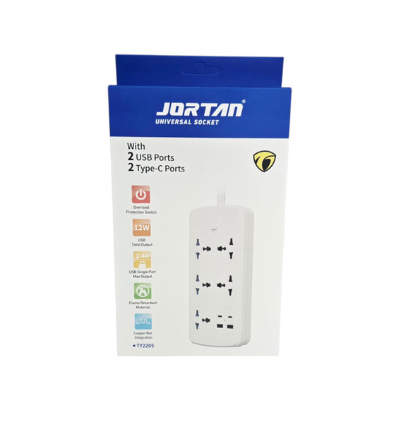 POWER STRIP JORTAN UNIVERSAL TY2205 USB + TYPE C