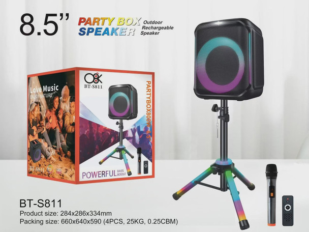 MUSIC BOX BLUETOOTH BT-S811 800W 8.5" DRIVE TRIPOD STAND