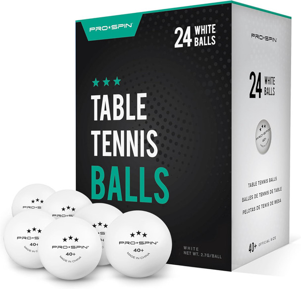 TABLE TENNIS BALLS PRO SPIN 24PCS WHITE
