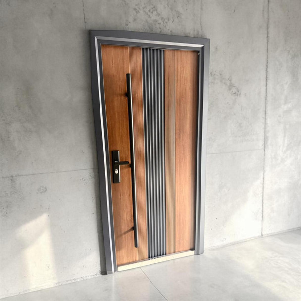 DOOR METAL SINGLE WOOD FINISH NO GLASS 2050X960 DKG-1