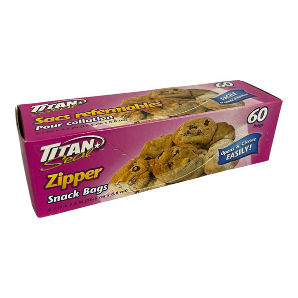 BAG ZIP-LOCK SNACK TITAN B-ZX60Z 60PCS PACK