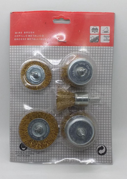 WIRE BRUSH CUP SET 5PCS BRASS BRISTLE