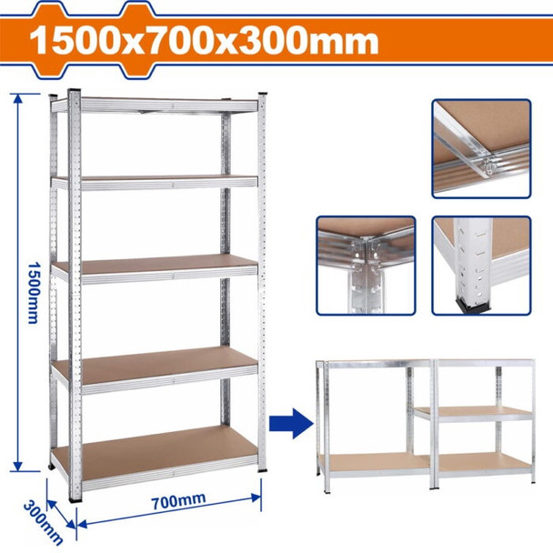 STORAGE SHELVES WADFOW WTS1A73 5 TIER 1500X700X300MM