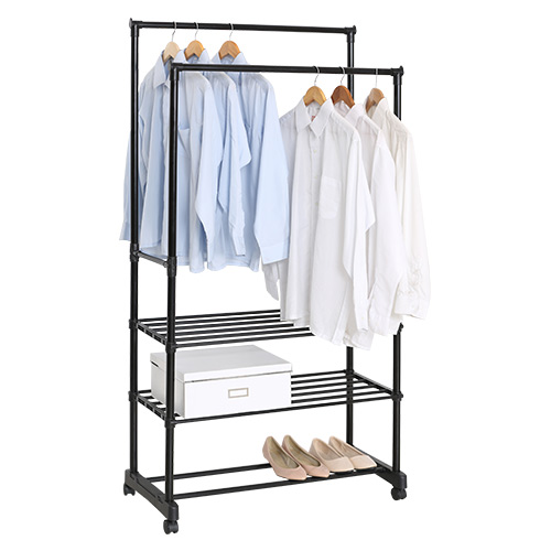 CLOTHES RACK DOUBLE ROD 3 TIER 29.33" X 16.35" X 61.8" MUTBERG HAS-SHYJ3090B