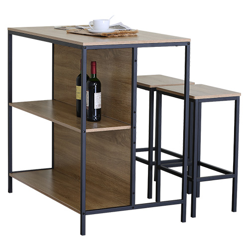 WOOD DINING TABLE STEEL FRAME 2 SEATER MUTBERG HJF-SHBTZY1006095