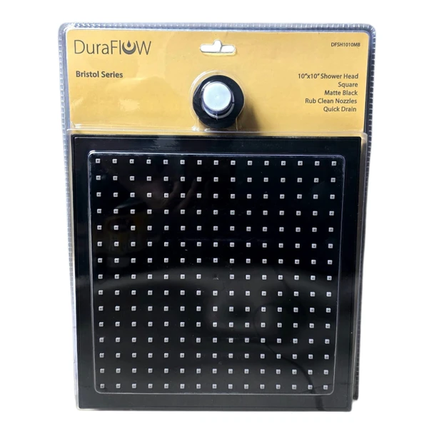 SHOWER HEAD DURAFLOW BRISTOL SERIES 10"X10" MATTE BLACK DFSF1010MB