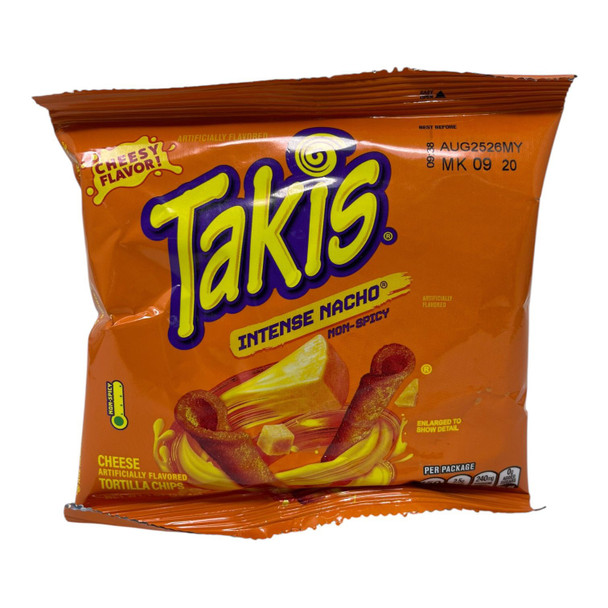 TAKIS INTENSE NACHO NON-SPICY CHEESE TORTILLA CHIPS 28.4G
