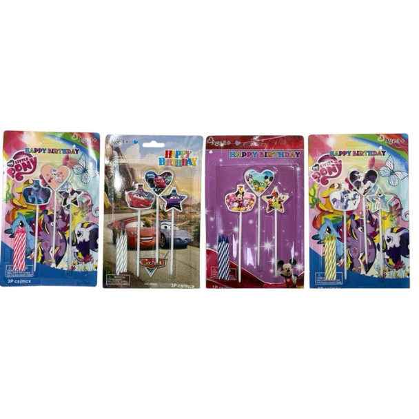 PARTY BIRTHDAY CANDLE 6PCS PACK CHARACTERS LZ-3471-Y46