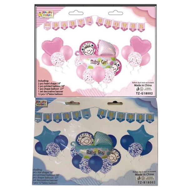 PARTY BALLOONS 18PCS PACK IT'S A GIRL IT'S A BOY TZ-G18002