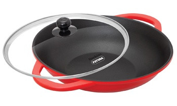 PAN HAWKINS IDCSK3G DIE CAST SHALLOW KADHAI WITH GLASS LID 3L