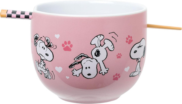 Ramen Bowl Silver Buffalo Peanuts Snoopy Poses Puppy Love Ceramic