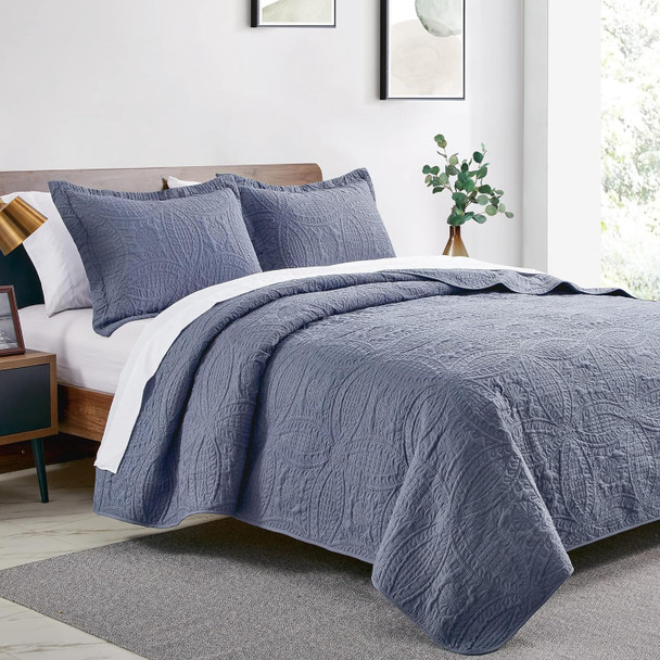 Quilt Set 3pc Full/Queen Blue