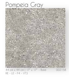 TILE CERAMIC 17X17 POMPEIA GRAY 44X44