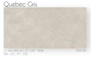 TILE CERAMIC 12"X24" 31X60CM QUEBEC GRIS