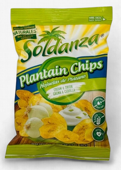 SOLDANZA SNACKS PLANTAIN CHIPS CREAM & ONION 42G