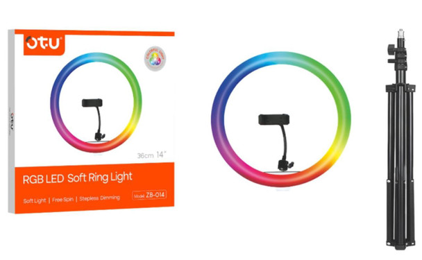 LED RGB SOFT RING LIGHT 14" OTU ZB-014 WITH TRIPOD STAND