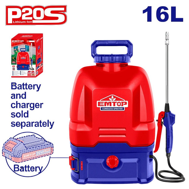 SPRAY CAN KNAPSACK EMTOP ESPLI2016 16L SPRAYER 20V LITHIUM-ION
