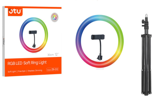 LED RGB SOFT RING LIGHT 12" OTU ZB-012 WITH TRIPOD STAND