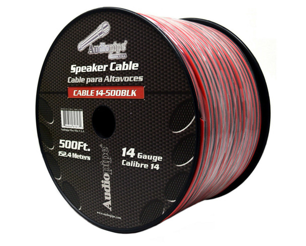 SPEAKER WIRE 14G CABLE 14-500 BLK AUDIO PIPE BLACK AND RED 500FT SOLD PER ROLL