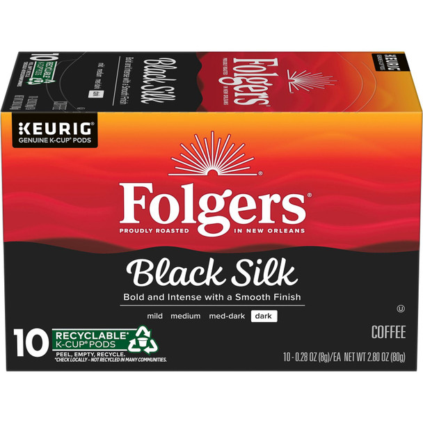 Coffee K-Cup Pods Keurig Folgers Black Silk 10count