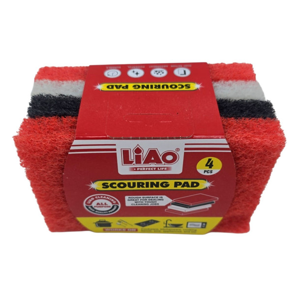 SCOURER PAD ASSORTED COLOR LIAO 4PCS H130036