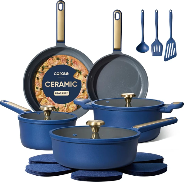 Pot Set Carote Non Stick 16pcs Blue
