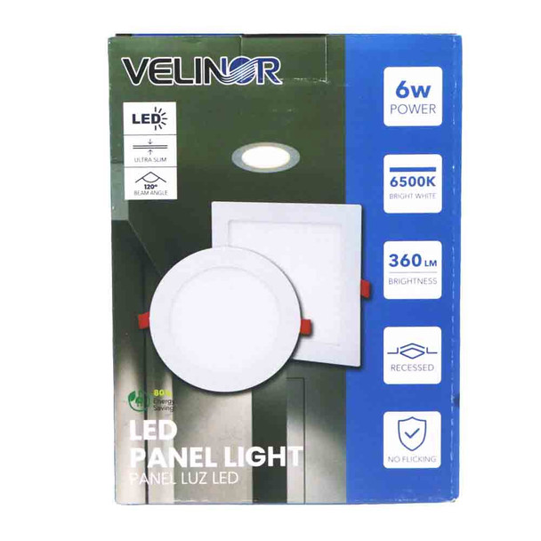LIGHT LED PANEL VELINOR 6W 5" SQUARE VNPR6K-6S 6500K