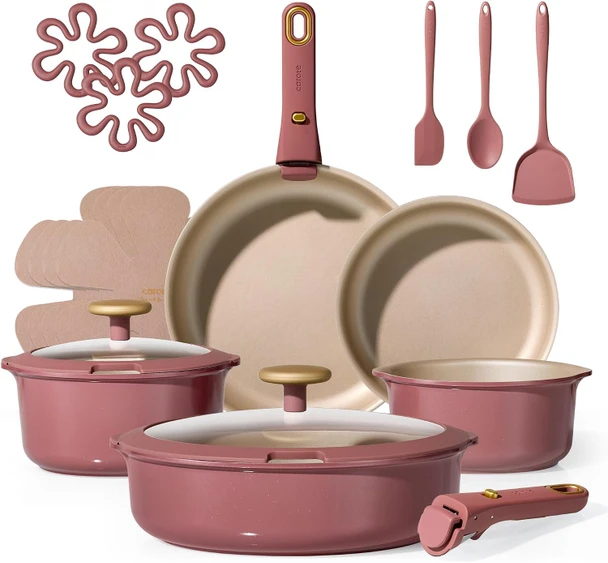Pot Set Carote Non Stick 19pcs Red