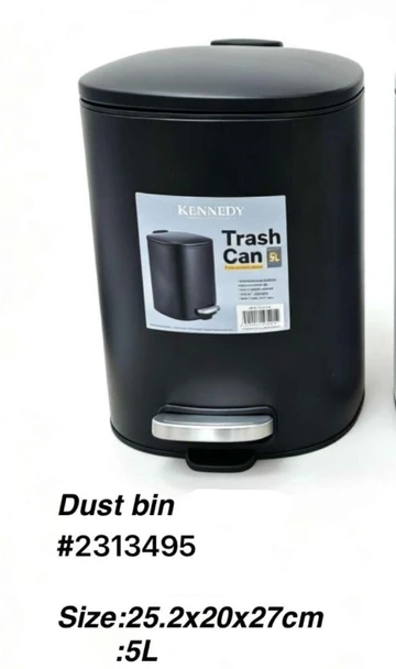 BIN TRASH CAN 5L KENNEDY STEP ON #2313495 BLACK