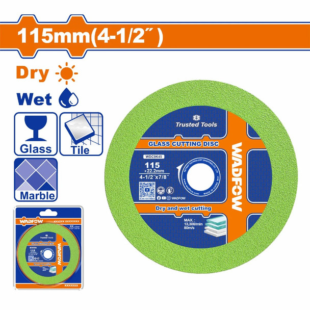 DISC 4 1/2" GLASS CUTTING/TILE/MARBLE WADFOW WDC9K45