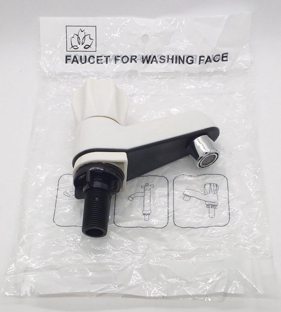 PILLAR TAP 1/2" PLASTIC WHITE & BLACK FAUCET FOR WASHING FACE