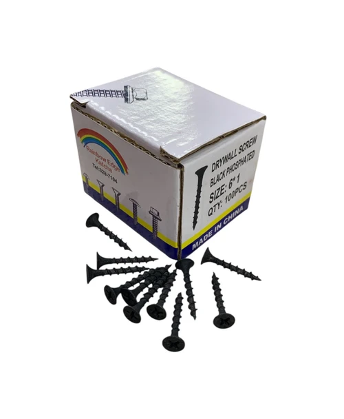 SCREW DRYWALL 6 X 1" BLACK 100PCS/BOX RAINBOW EDGE
