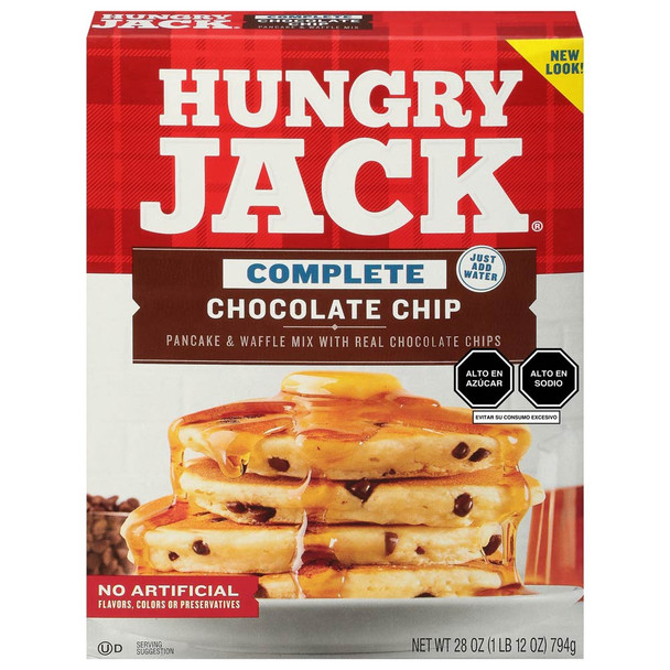 HUNGRY JACK COMPLETE CHOCOLATE CHIP PANCAKE & WAFFLE MIX 28oz 794g
