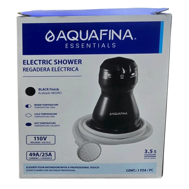 ELECTRIC SHOWER HEATER AQUAFINA BLACK 110V A-A04-BK