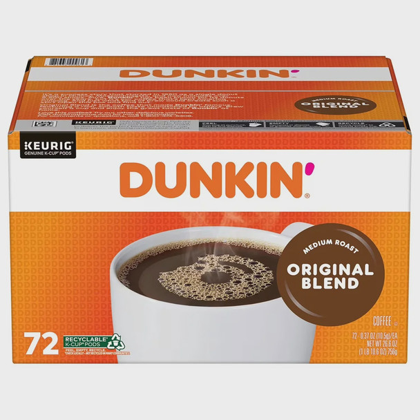 DUNKIN DONUTS KEURIG K-CUPS ORGINAL BLEND 72 COUNTS