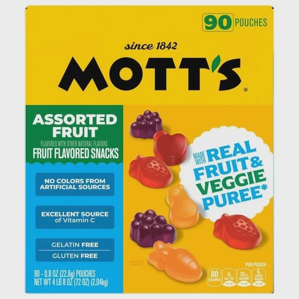 MOTT'S MEDLEYS FRUIT SNACKS 90 POUCKES 0.8 oz EACH