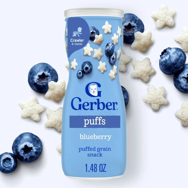 GERBER PUFFS BLUEBERRY GRAIN SNACK 1.48oz 42g