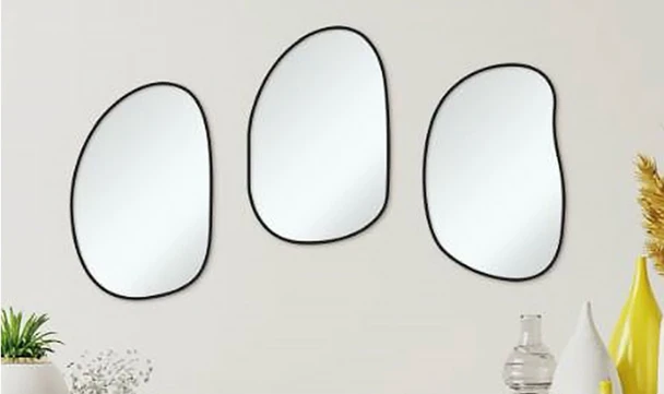 MIRROR 3PC WALL SET 17CM X 26CM LUCKY HOME B50050B