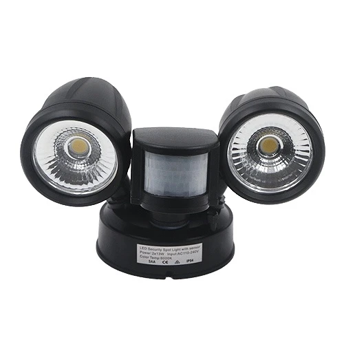 VELINOR TWIN SPOT LED FLOODLIGHT MOTION SENSOR 2X13WATT 6000K GML03BS-213W